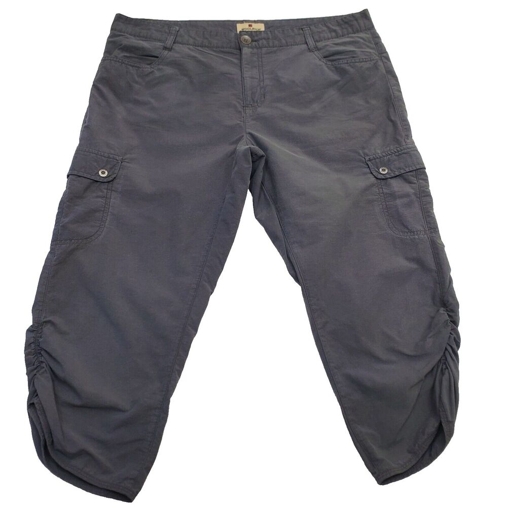 Woolrich Pants Womens 10 Gray Cargo Cropped Outdoor Casual Hiking Utility Pocket